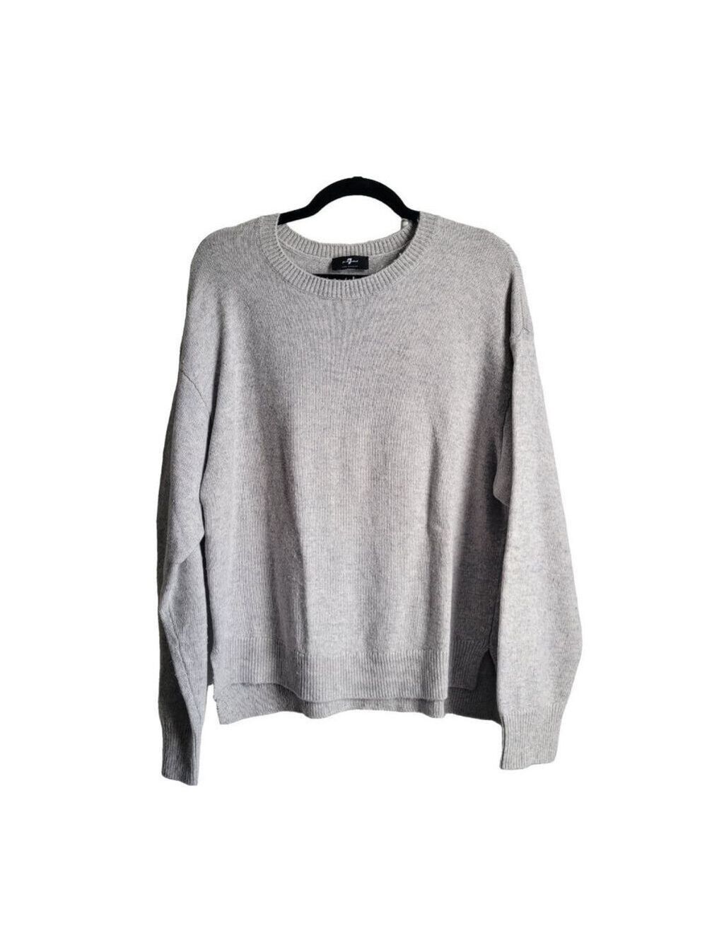 7 For All Mankind Gray Knit Sweater Crew Neck Long Sleeve Large
